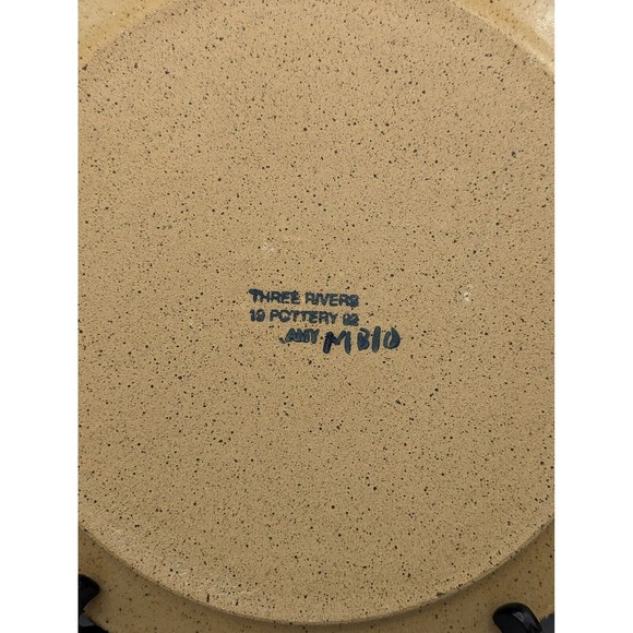 Vtg Three Rivers Pottery Christmas Snowman Plate Dish Amy Coshocton Hand… - Picture 5 of 7